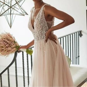 BHLDN Written in the Stars Beaded Tulle Open-Back Wedding Ballgown 10